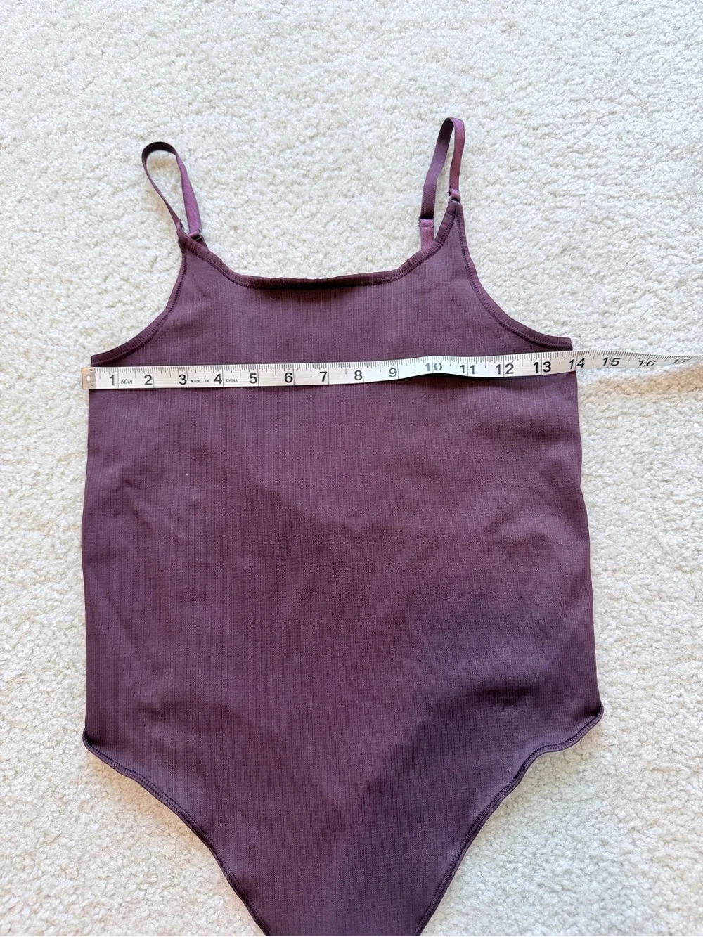 Lululemon Underneath It All Bodysuit Plum Ribbed Thong Adjustable Straps Size L